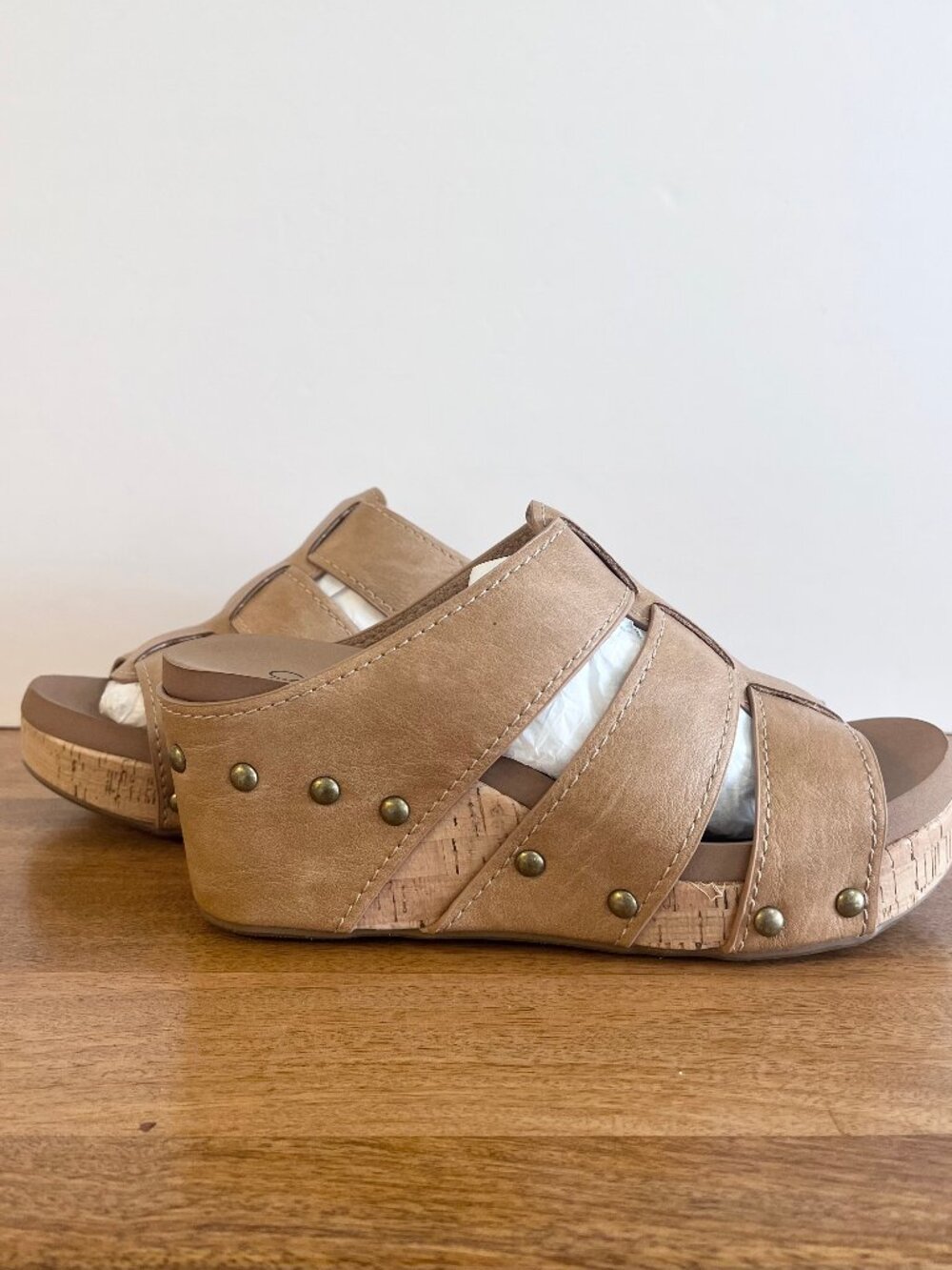 NEW! Corky's "Catch Of The Day" Cork Wedge Sandal Comfort Platform Camel/Tan 6 - Picture 3 of 13